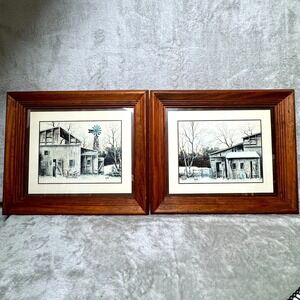 Robert Nidy Framed Barn Prints Rustic Farmhouse Art Set of 2  Vintage Country
